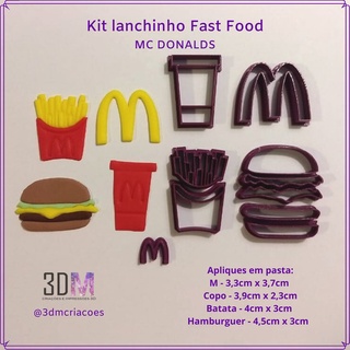 Kit de cortadores MC Donalds - lanche fast food