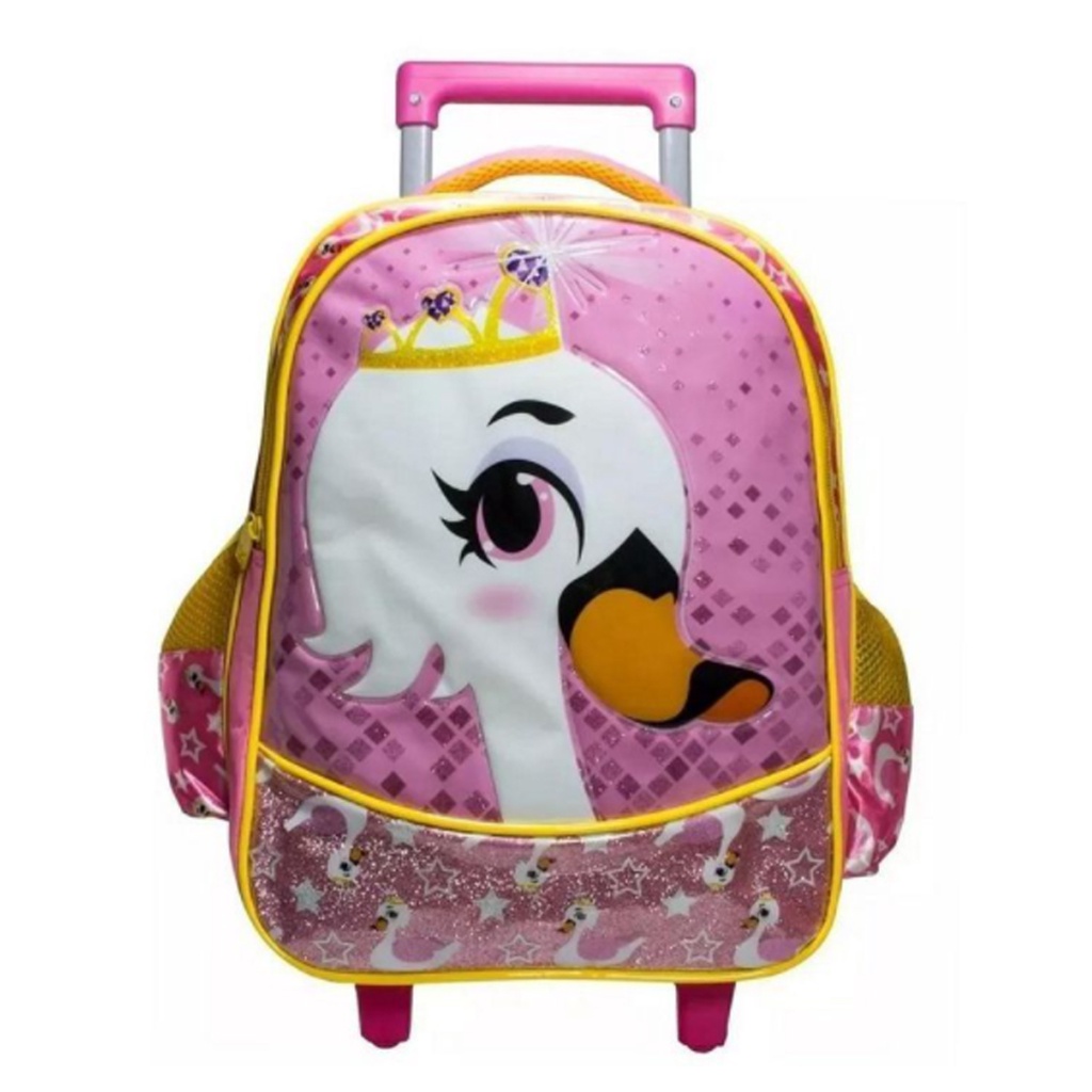 Mochila Menina Infantil Escolar Passeio Feminina Com Rodas Cisne