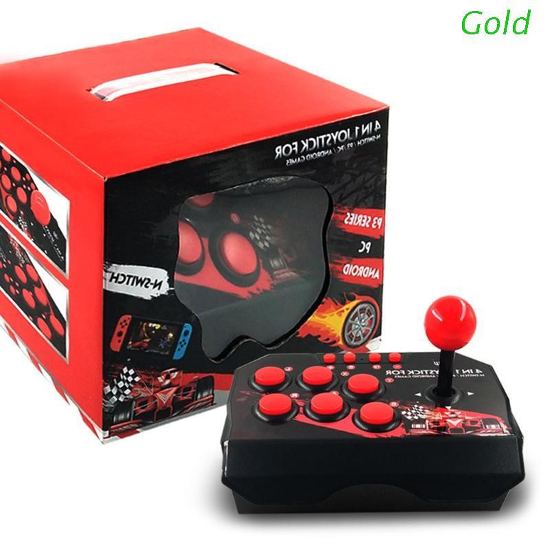 Gold USB Arcade Fightstick Game Joystick Gaming Controller for N-intendo Switch