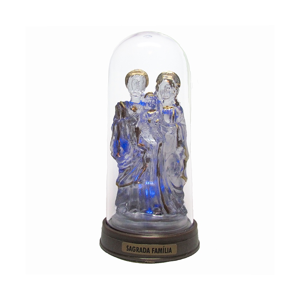 Luminária Imagem Santo Antônio Santo Casamenteiro Padroeiro com Redoma e Luzes de LED Azul.