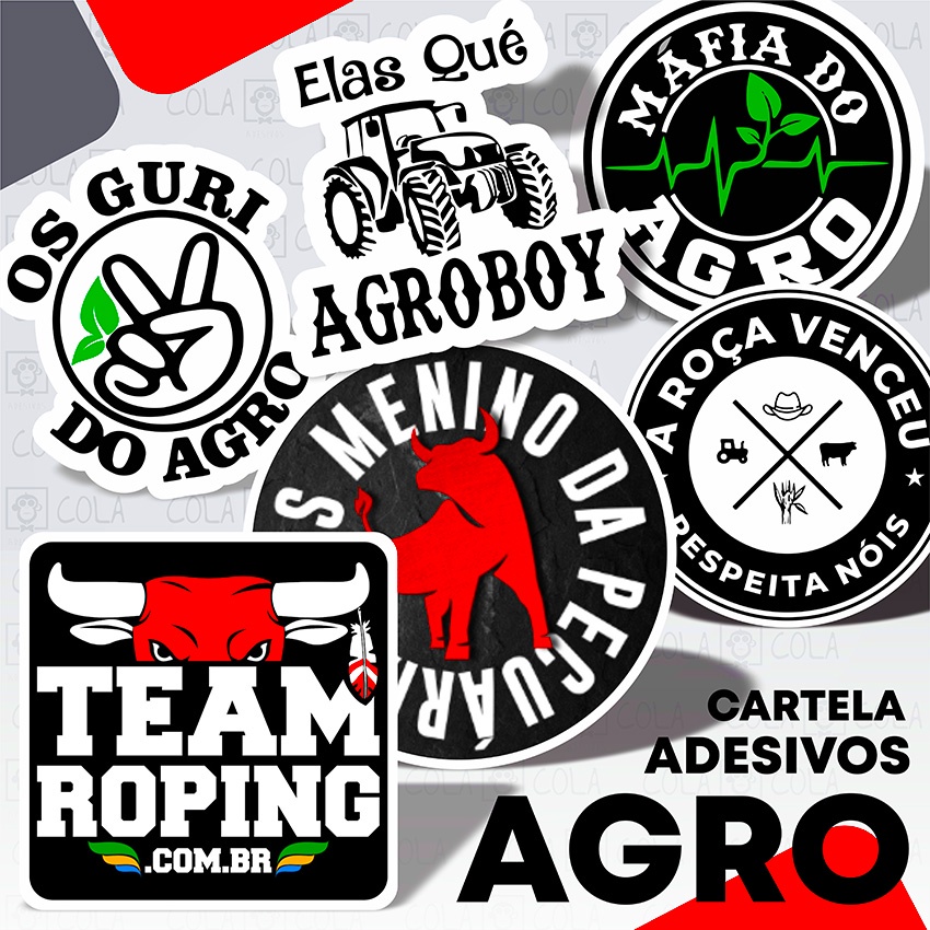 Adesivo Country Agro Agroboy - Os meninos da Pecuária - Team Roping - A Roça Venceu - Máfia do Agro - Os Guri do Agro - (Pode Molhar)