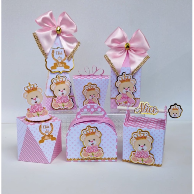 Kit lembrancinhas Personalizada Ursinha Rosa / Aniversário / Decoração / Festa / Lembrancinhas / Personalizados