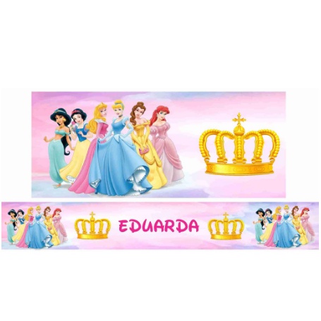 5 metros faixa decorativa  para Parede Quarto Infantil Menina Rosa Princesa Realeza Coroa Nome Personalizada Star = 178