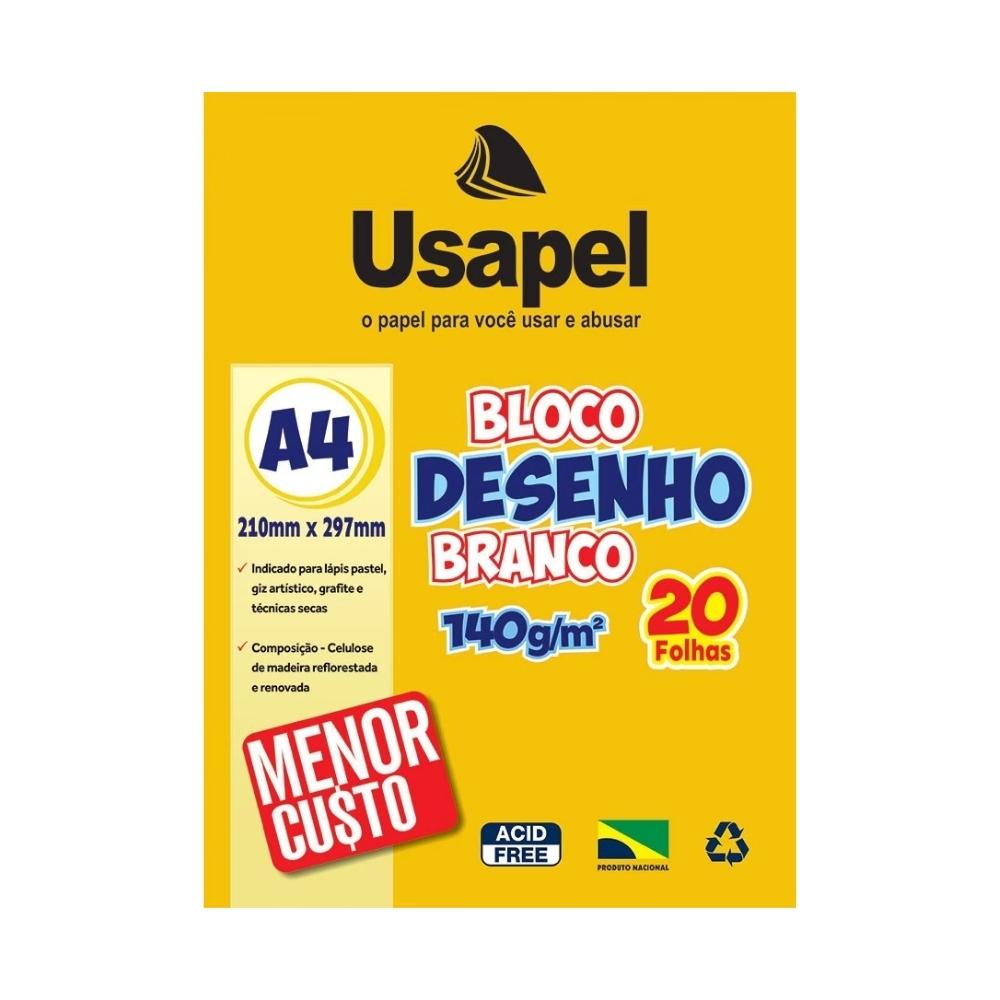 Bloco De Desenho A4 140g 20 Folhas Usapel Branco Shopee Brasil 7413