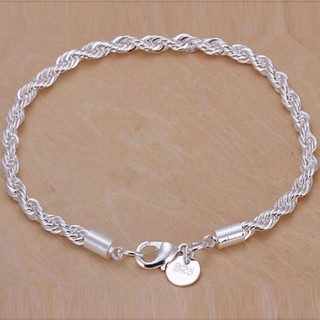 Pulseira corda prata esterlina 925