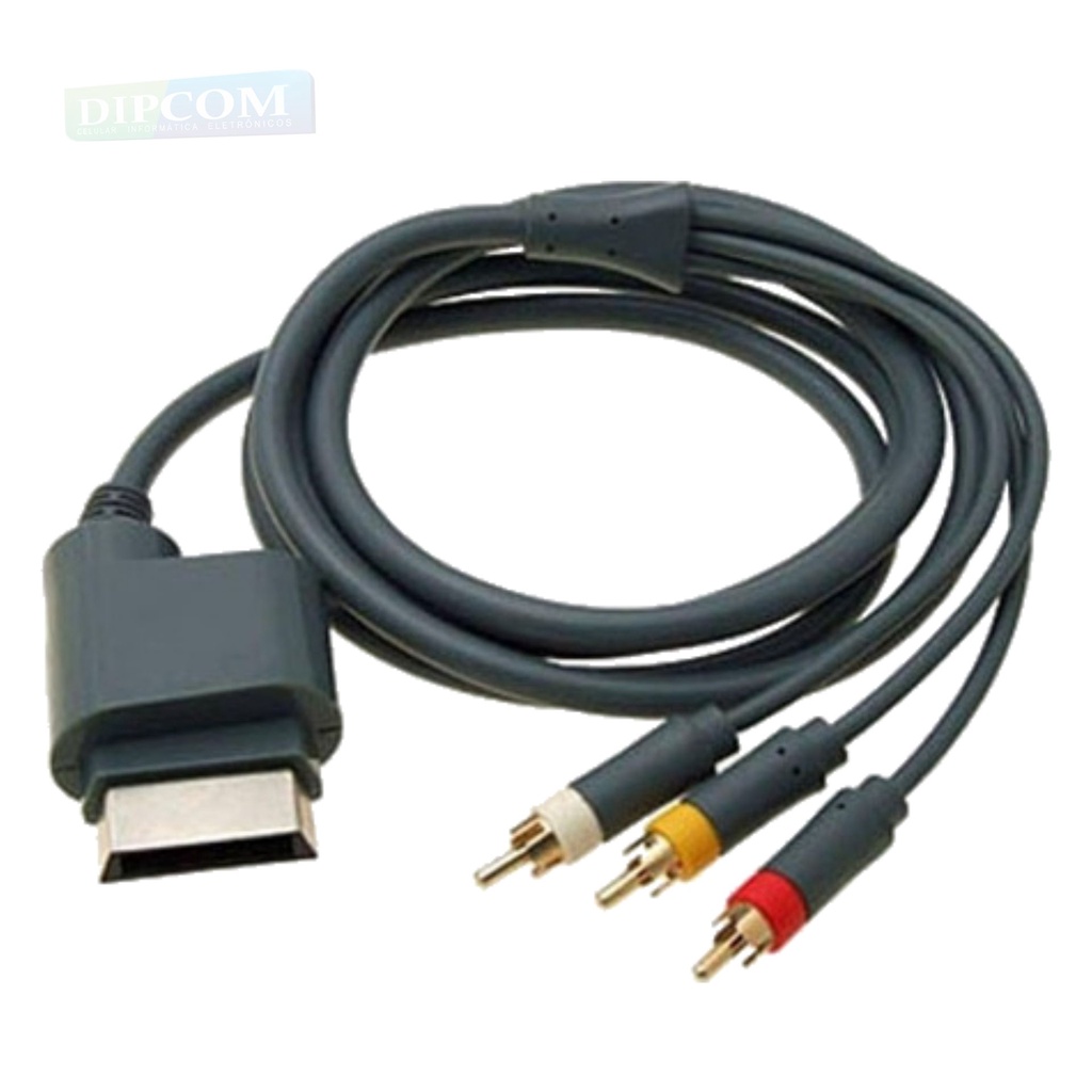 Cabo AV Slim Para XBOX 360 - Cabo de Áudio e Vídeo Para XBOX 360 Slim - Cabo RCA Slim Para XBOX 360