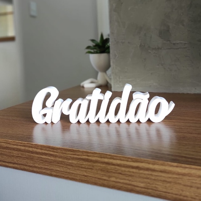 Letreiro decorativo GRATIDÃO - impressão 3D