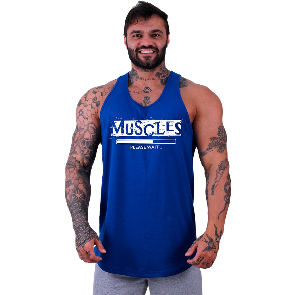 Regata Longline MXD Conceito Caveira Pontilhada Letreiros Academia Musculação Casual