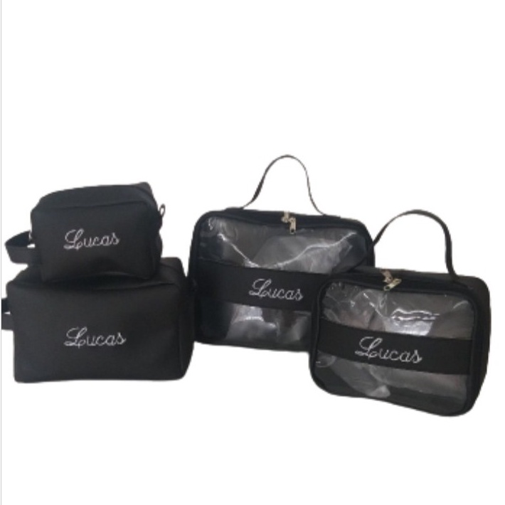 Kit Maleta e Necessaires Personalizadas 4 Peças com Nome – Organizadores de Viagem Completo