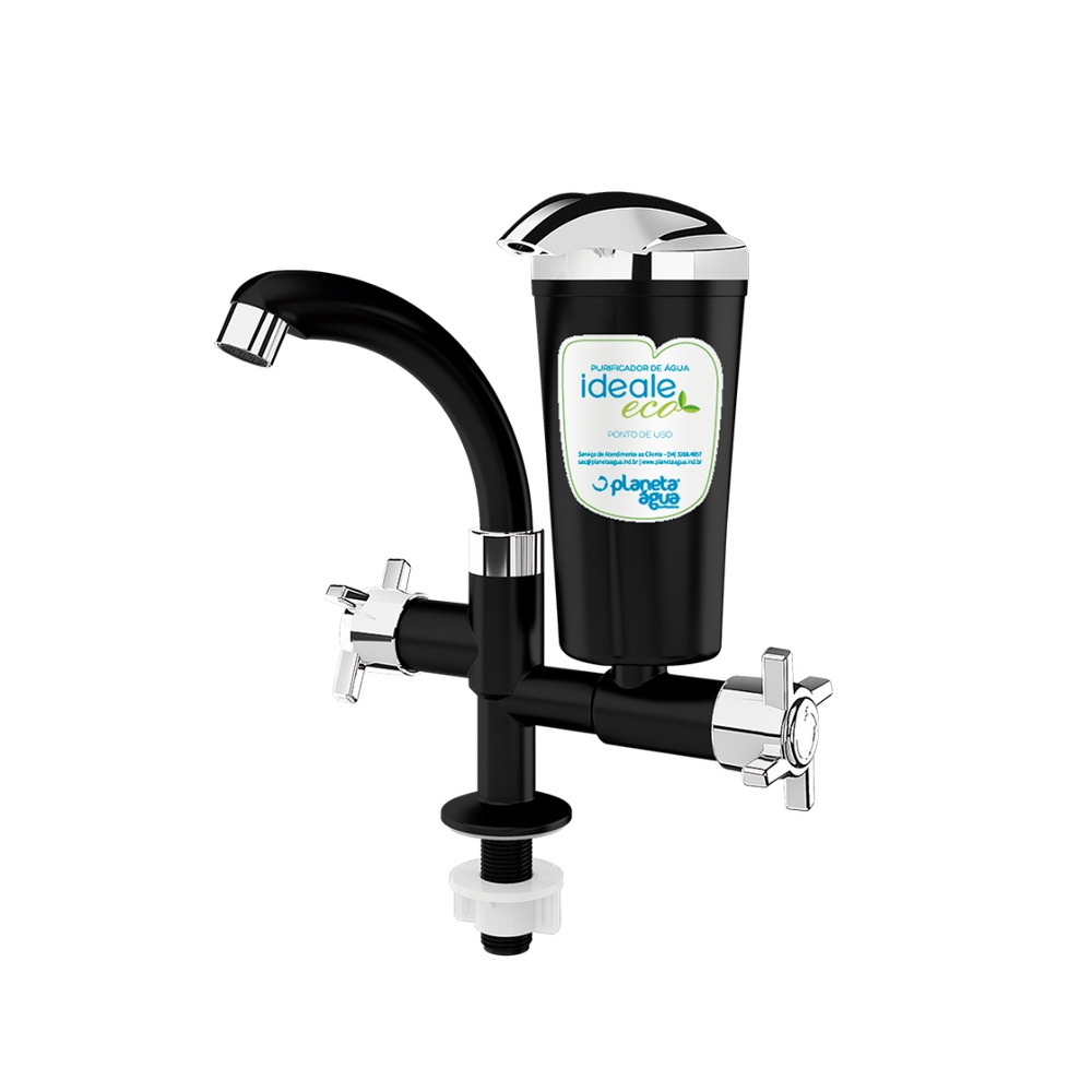Torneira Filtro Purificador de Bancada/Mesa Ideale Eco Preto/Cromado - Planeta Água - 8407
