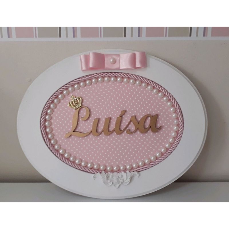 Enfeite porta maternidade com o nome menina