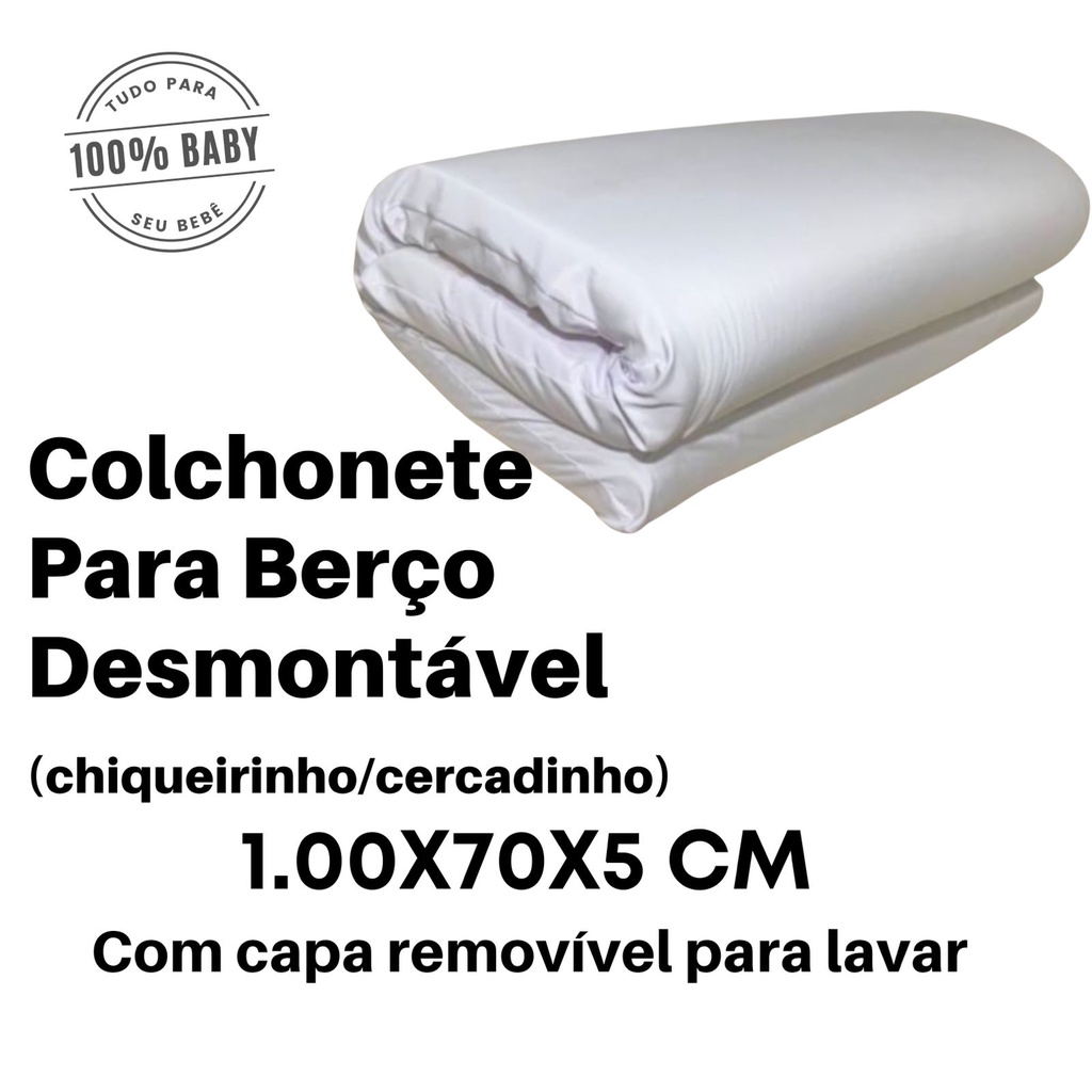 Colchonete Para Berço Portátil ou Cercadinho - Super Macio com fronha removível