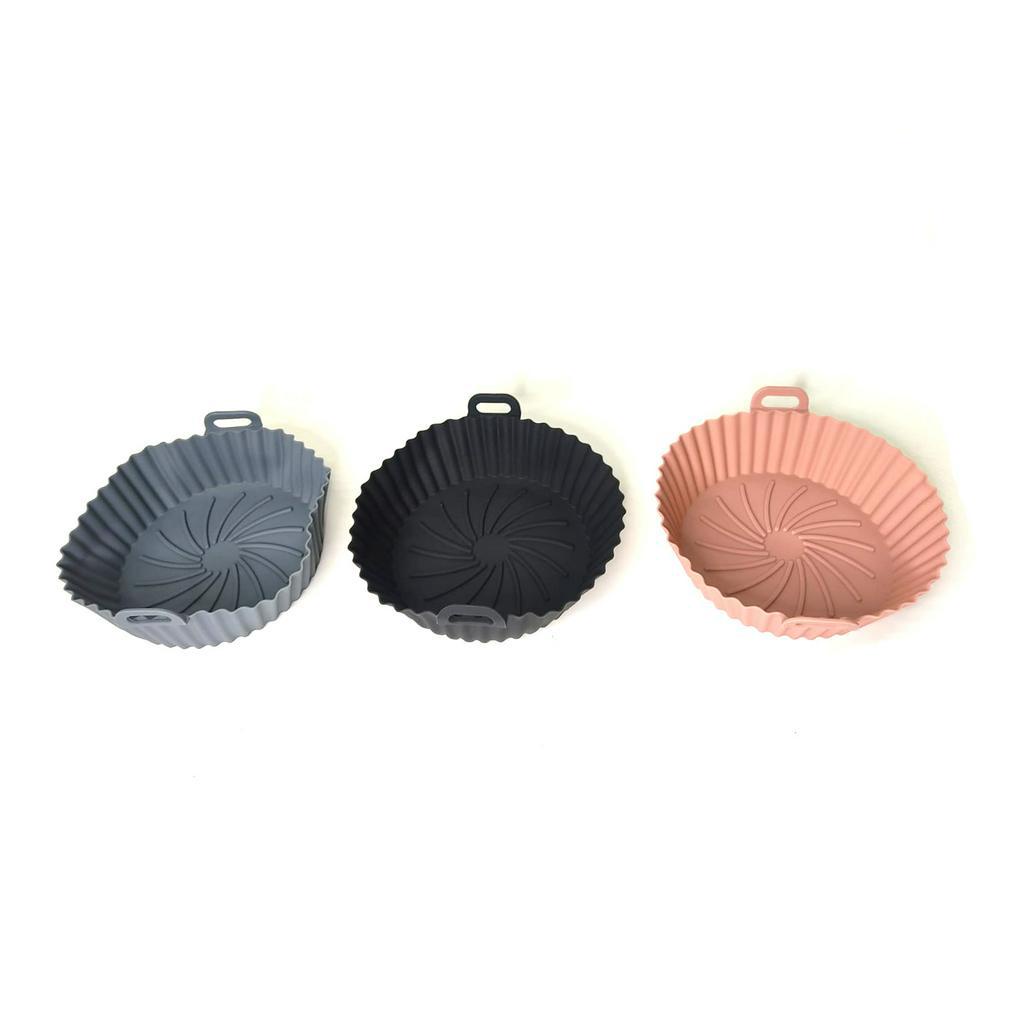 Forma Redonda Silicone para AirFryer Cesto Com Alça Antiaderente Assadeira Fritadeira Micro-ondas Forno
