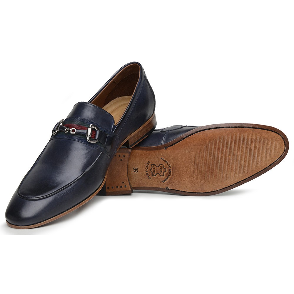 Sapato social masculino Loafer Premium Casual Couro 58856 azul marinho