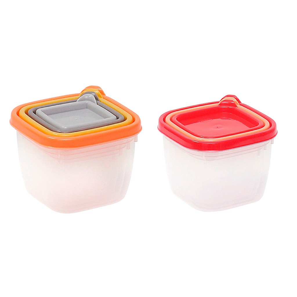 7 Potes plástico quadrado com tampa para alimentos mantimentos plasútil Vasilha marmita tapoer tapuer tupperware tapware tapawer