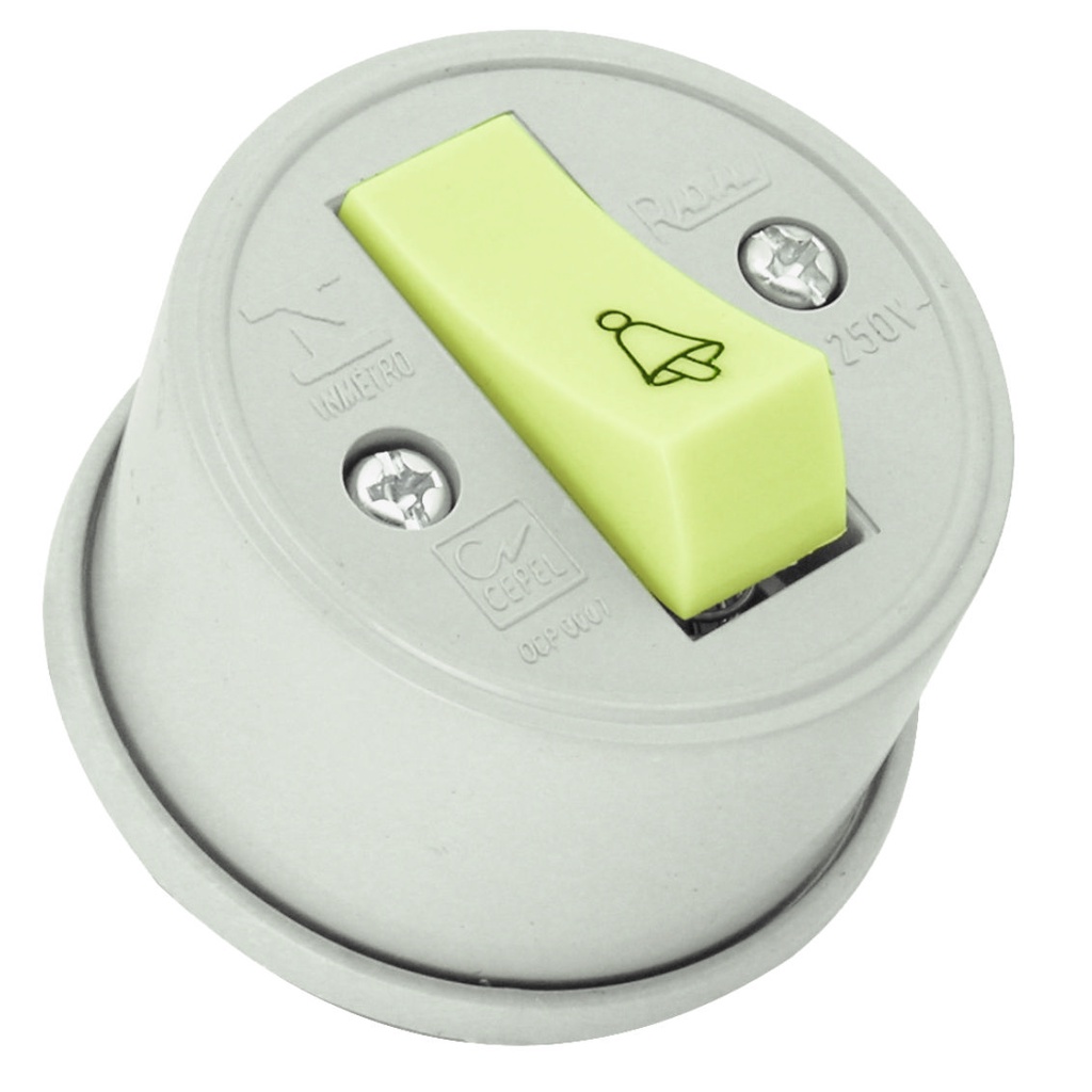 Interruptor 1 Tecla Campainha Redondo Cinza Radial 1801.057