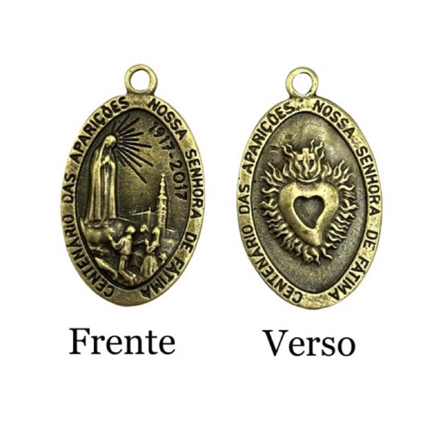 25 Peças Medalha NSa de Fátima - Centenário das Aparições - Ouro Velho em Oferta na Shopee