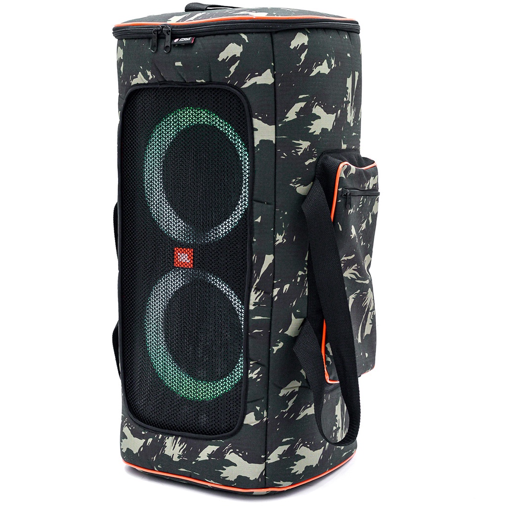 Case Bolsa Bag Jbl Partybox 100 Resistente Camuflada Premium Com Tela Frontal
