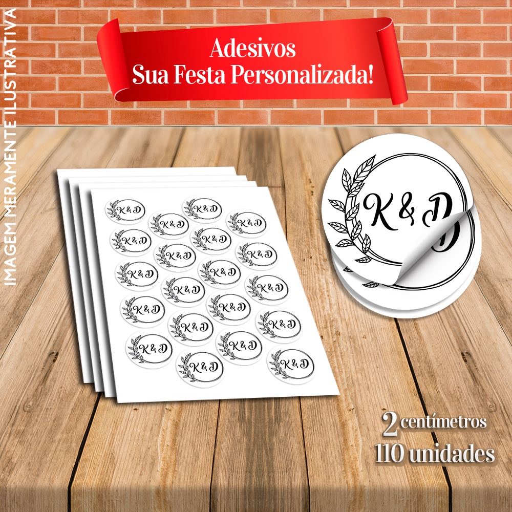 110 Adesivos Redondos 2cm