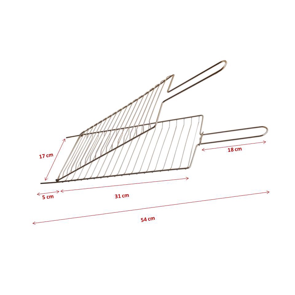 Grelha Dupla Abaulada Feita  aço Resistente  Churrasqueira Peixes Frango Linguiça Carnes Legumes
