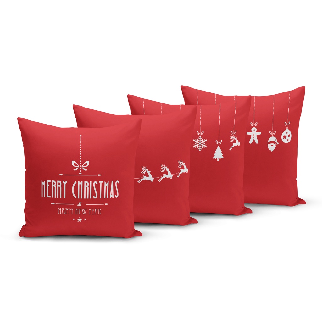 Kit 4 Capas de Almofadas de Natal 45x45cm Decorativas para Sofá Yuzo
