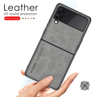 Para Samsung Galaxy Z Flip 4 Capa De Pele De Ovelha Couro Sumsung ZFlip 4 ZFlip4 Flip4 5G Fundas Dobrável Anti-Impacto