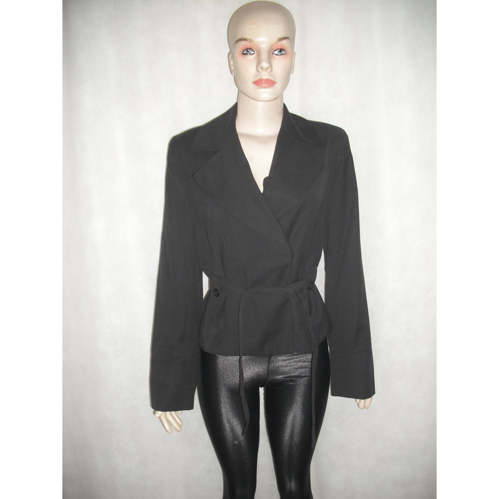 Casaco Blazer Preto Forrado Tam P Makenji Poliester E Viscose Usado Bom Estado