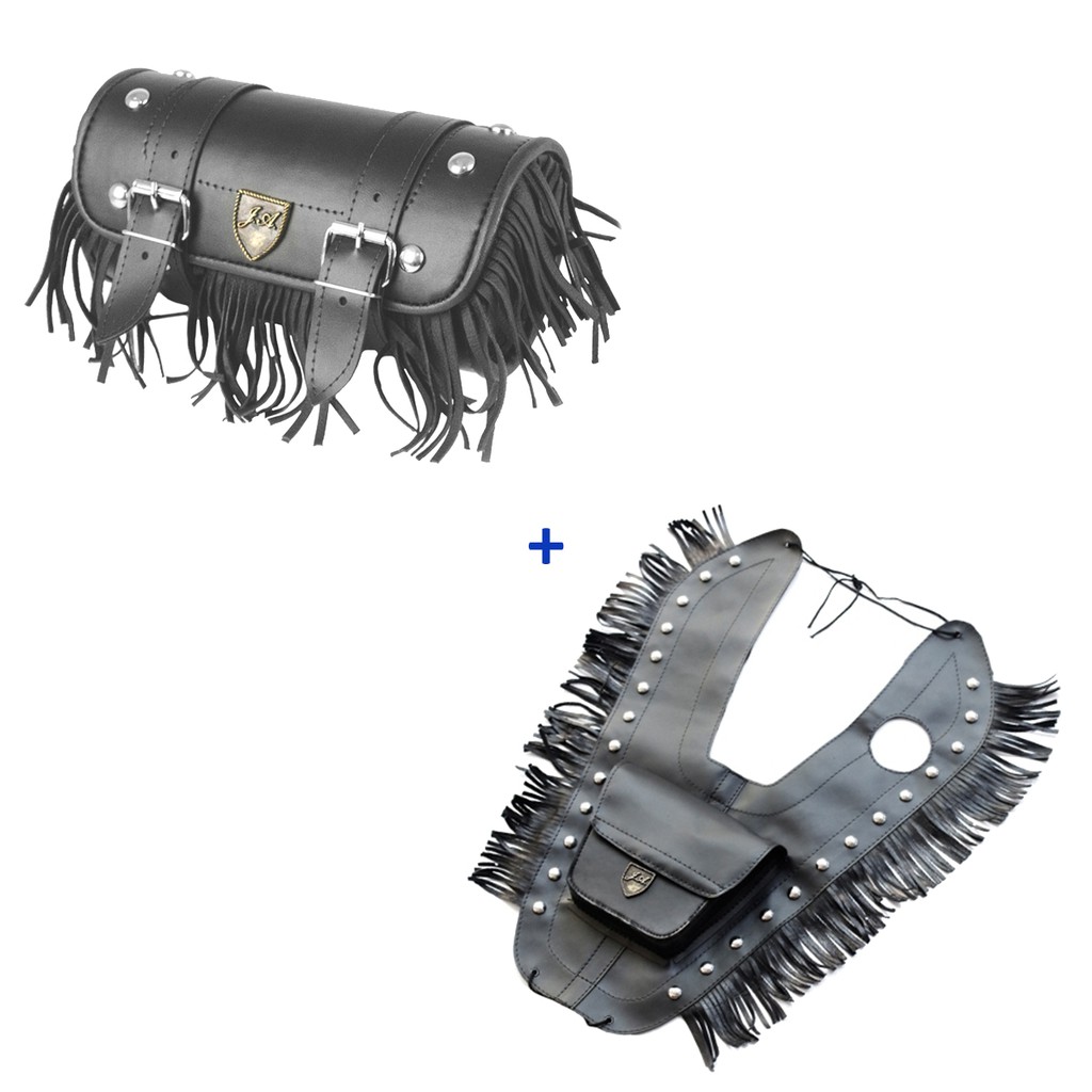 Kit Protetor De Tanque Shadow 750 06/10 + Alforge Frontal Com Franjas