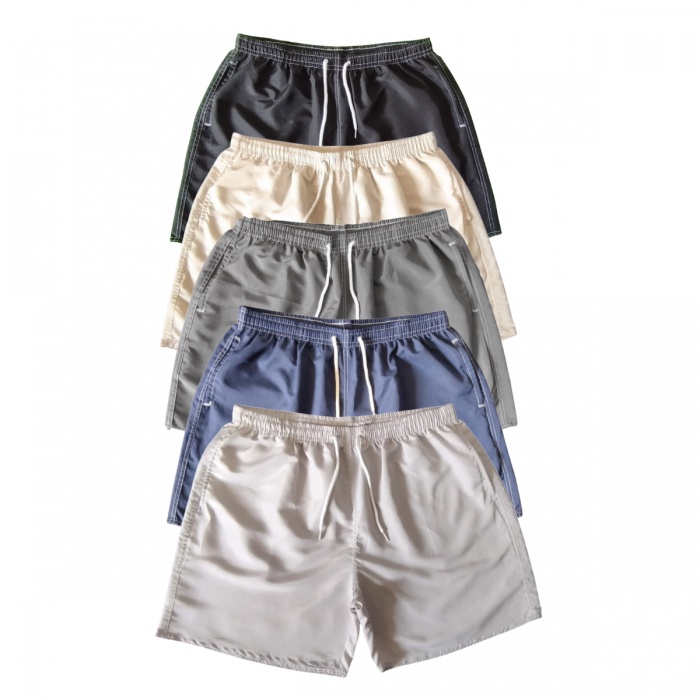 Short Mauricinho Plus Size Kit Com 3 Bermudas Tactel Liso Adulto