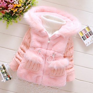 Jaqueta de pelúcia para bebê Casacos de inverno para meninas engrossar casacos de inverno com capuz moda em Oferta na Shopee