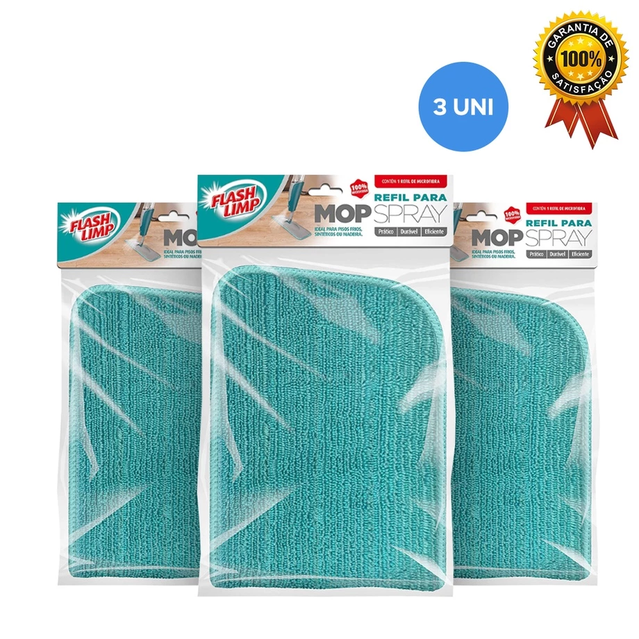 Refil Microfibra Mop Spray Kit 3 Uni RMOP7800 Flash Limp
