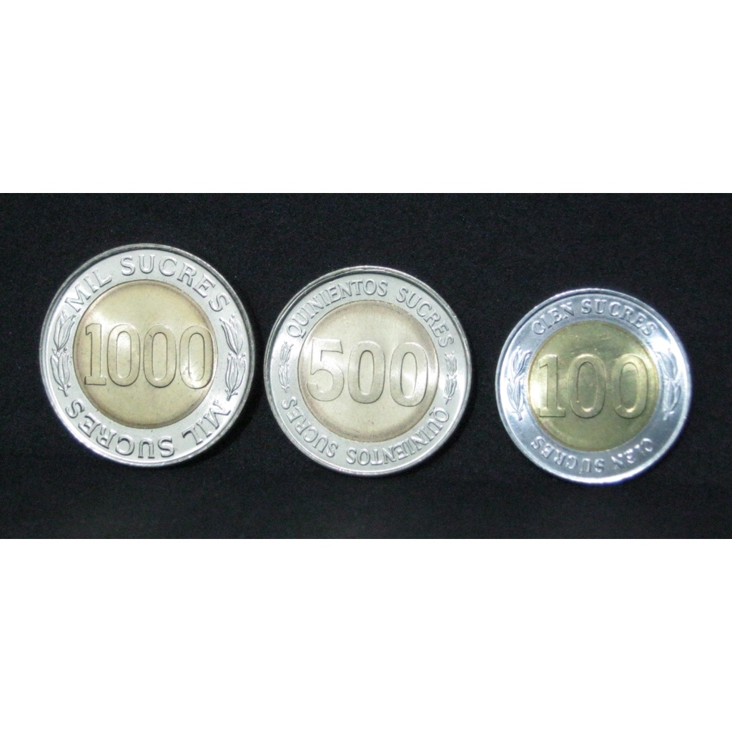 Ecuador Set 3 Moedas FC Bimetal 1997 Sucres