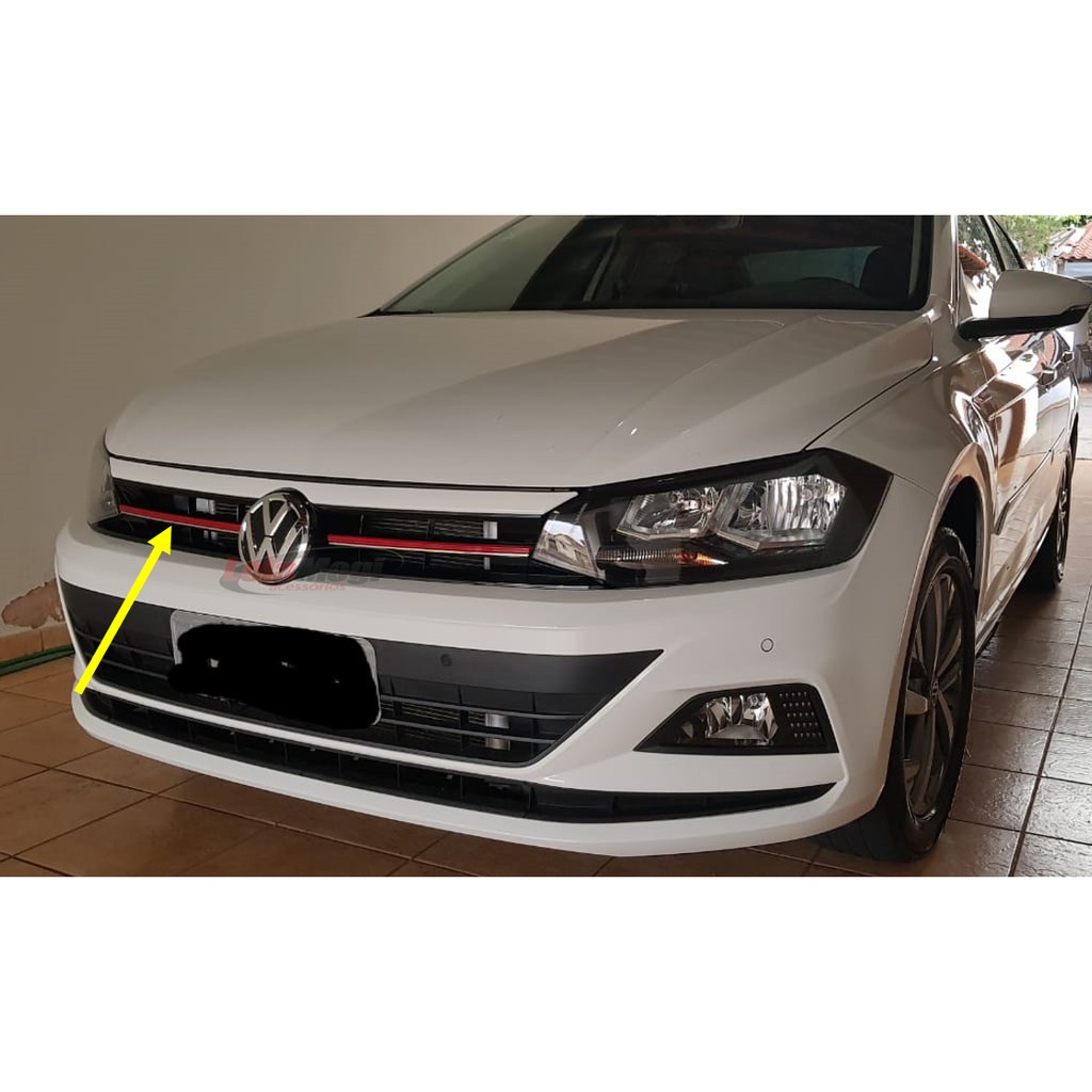 Aplique De Grade Gts Friso Vermelho Com Cromado Polo Virtus