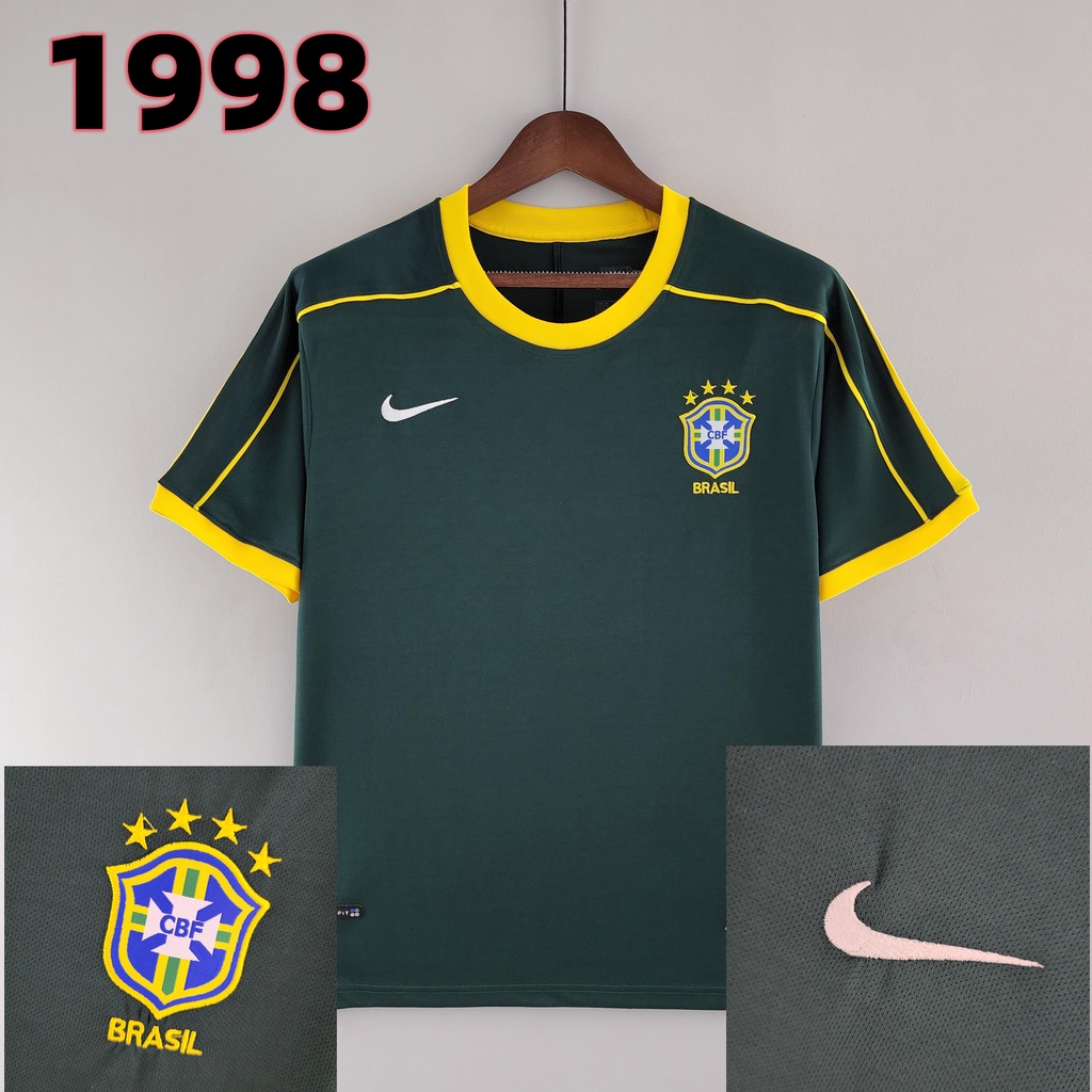 Camisa De Futebol Esportiva Masculina De 1998 Retro Goleiro Brasil ...