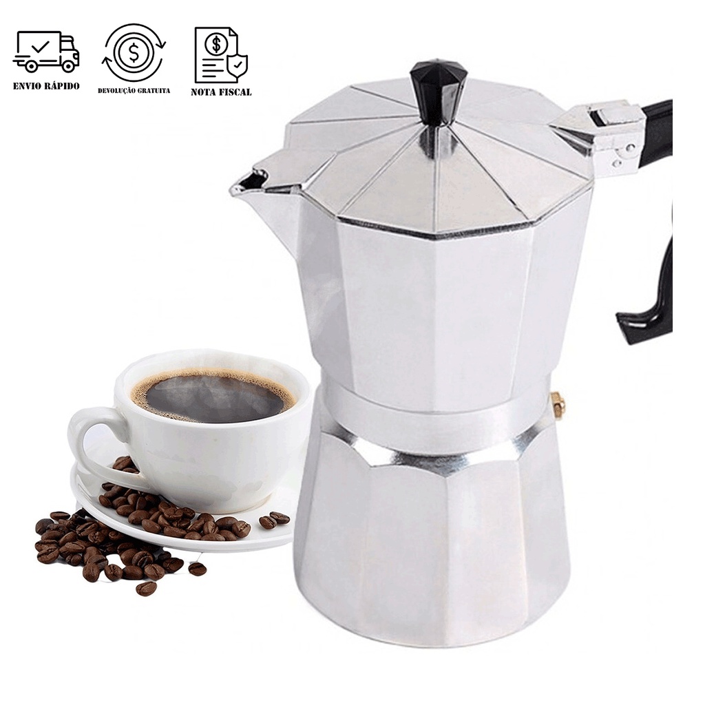 Cafeteira Italiana de Alumínio Café Expresso 3, 6, 9 e 12 Xícaras Cafeteira Italiana Moka Express Café Aço