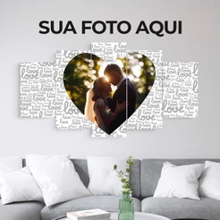 Quadros Decorativos Personalizado Com Foto Quarto Casal Sala 120X60 5 Peças