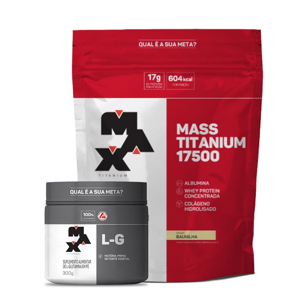 Kit Mass Titanium 3kg + Glutamina 300g - Max Titanium