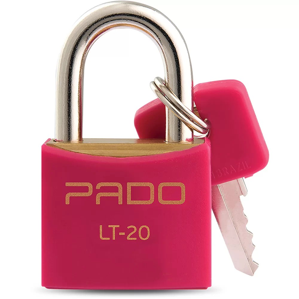 Cadeado C/ Chave 20mm Rosa Pado P/ Armários Correntes Gaveta