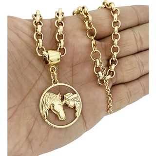 Colar Choker Elo Portugues Cavalo Mulher Peoa Folheado Ouro Banhado 18k Moedas antigas