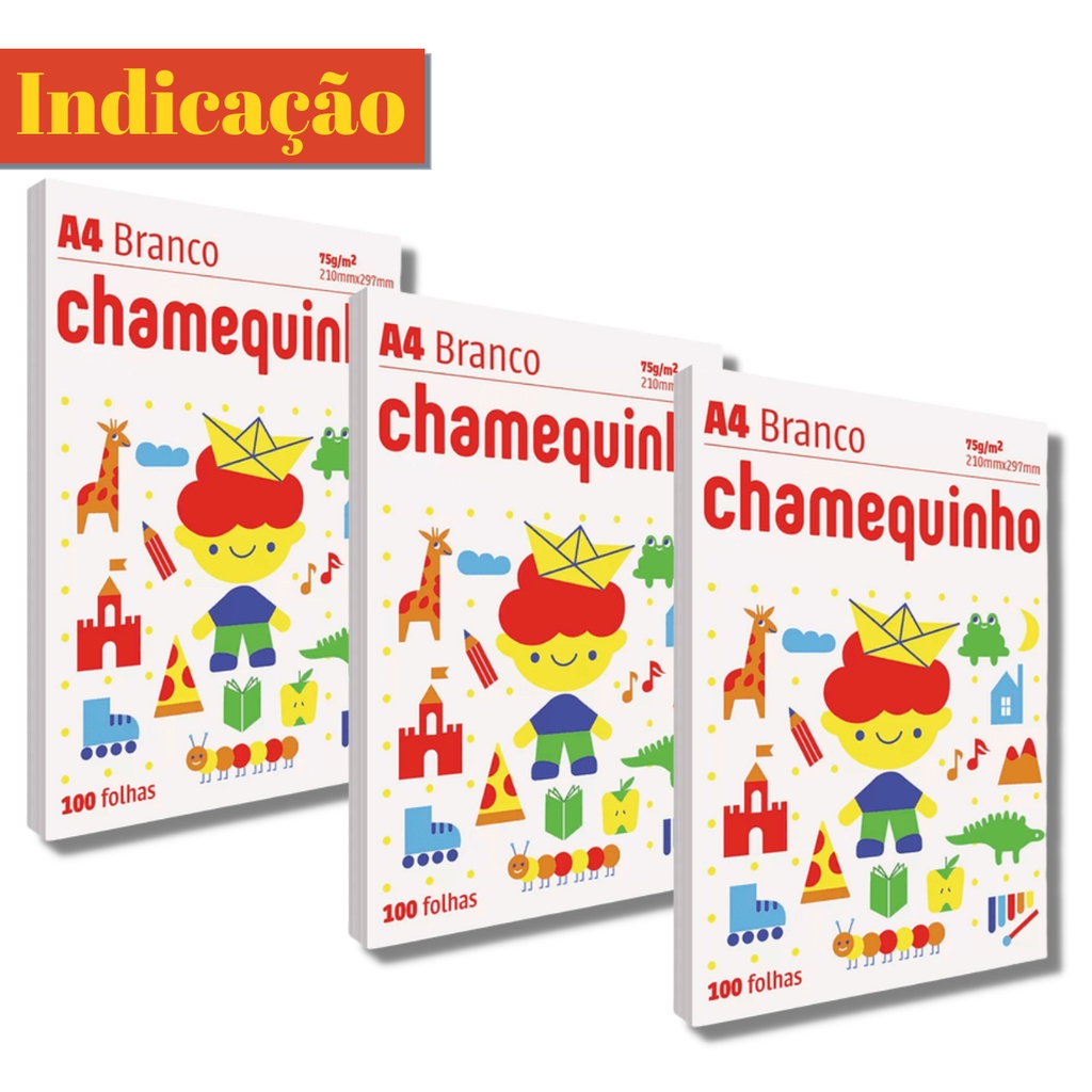 Papel Sulfite A4 75g Chamequinho Cor Branco Pacote Com 100 Folhas Shopee Brasil 9357