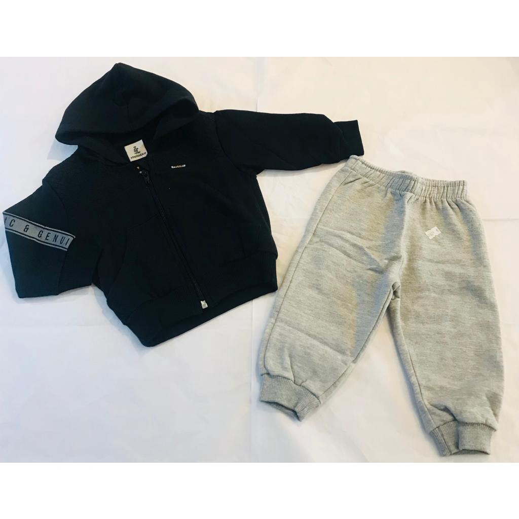 Conjunto de Moletom Masculino Flanelado Com Capuz e Zíper Tholokko Tam. P e M.