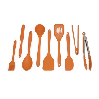 Kit de utensílios de cozinha silicone 9 peças laranja - Oikos