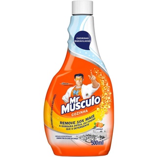 Limpador Desengordurante Mr Músculo para Cozinha Laranja 500ml Refil