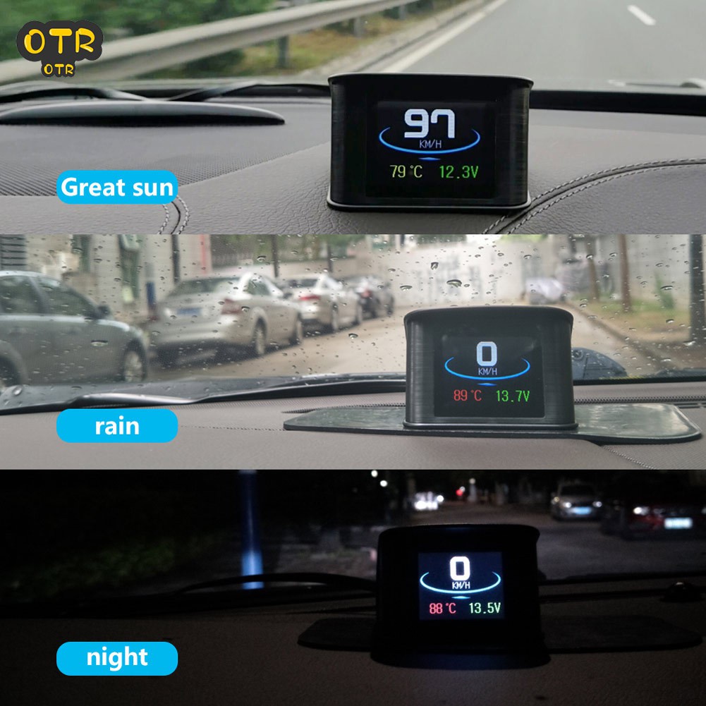 Ricoy P10 Car HUD Head Up Display Smart Digital Speedometer with OBD2/EUOBD Port LED Display OBD 2 Scanner Diagnostic Tool Speed Alarm 