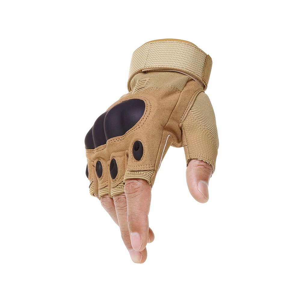 Luva Tática Militar Esportes Airsoft Meio Dedo - Microfibra TAN em Oferta na Shopee