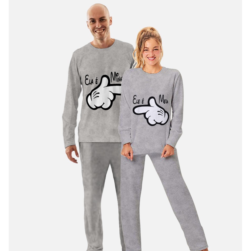 Kit Pijama Longo De Inverno Casal Dias Dos Namorados Ref 02