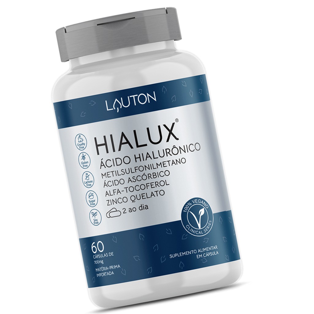 Ácido Hialurônico Concentrado Antirrugas Vegano com MSM e Vitaminas Hialux Lauton - Beauty