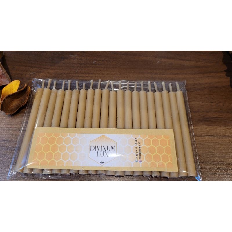 kit com 10 velas palito de cera de abelha (10x1 cm) em Oferta na Shopee