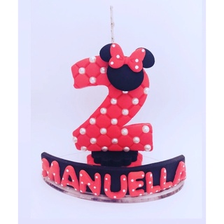 Vela personalizada Minnie vermelha ( 0 ao 9 anos).