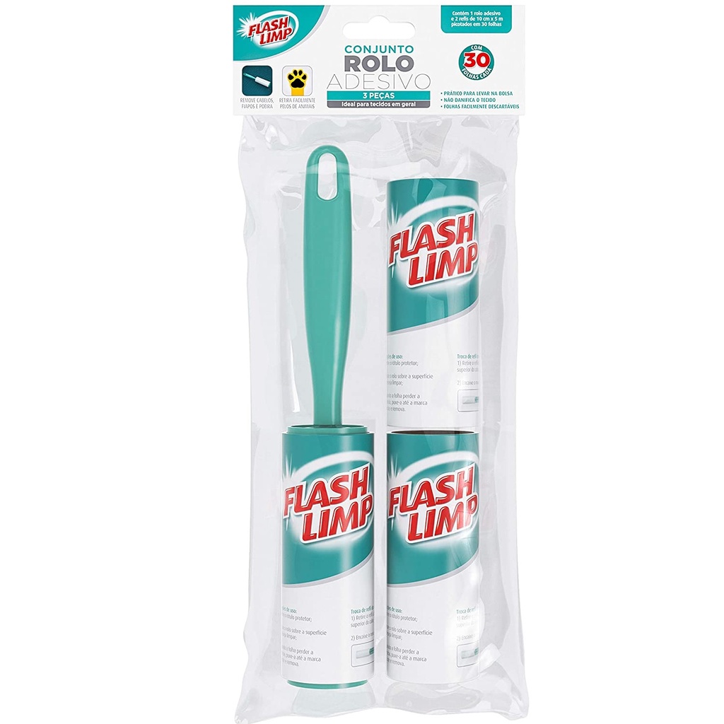 Conjunto Tira Pelo Rolo Adesivo 3pçs Flash Limp